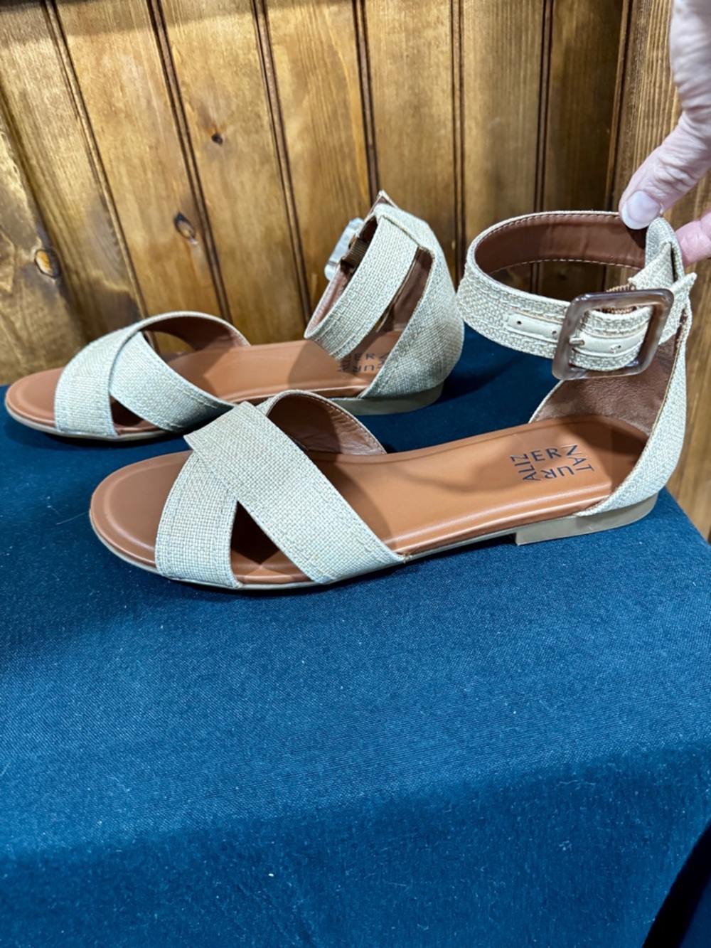 Women’s Naturalizer Sausalito Natural Ankle-strap Sandals- size 10